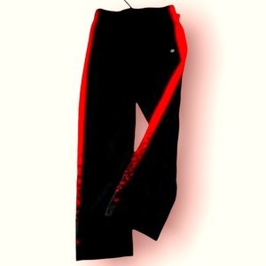 EC. Black w/red details on side  track pants. Drawstring waist